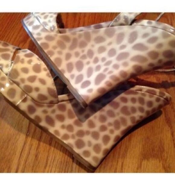 Kate Spade Women’s Size 9.5 Cindy Wedge Heels Tan Patent Leather Giraffe Print - Picture 13 of 13